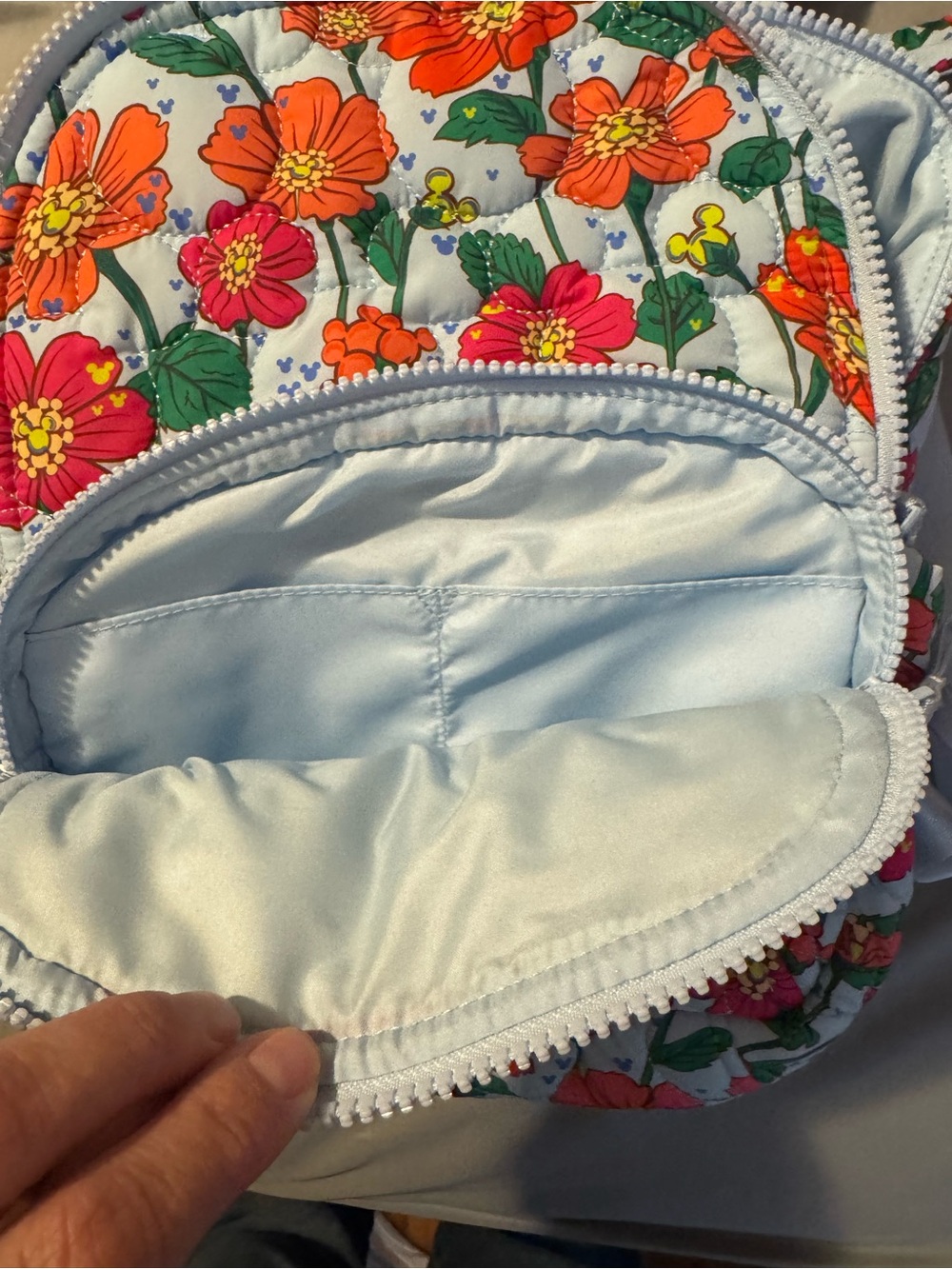 Vera Bradley White Mini Mickey Meadows  Backpack with Orange & Pink Floral Print - Picture 4 of 4